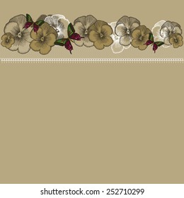 Background with floral ornament and lace, hand-drawing. Vector illustration.