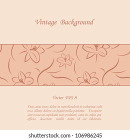 Background with floral ornament in retro style. Vector illustration
