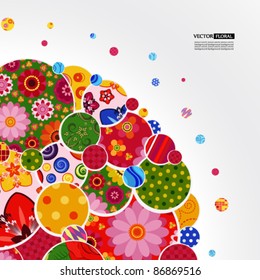 Background with floral and ornamental circles.