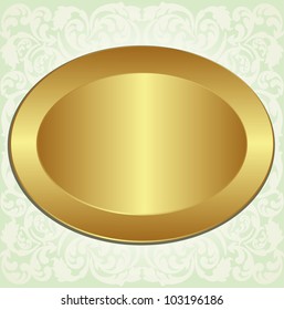background with floral ornaments and gold oval frame