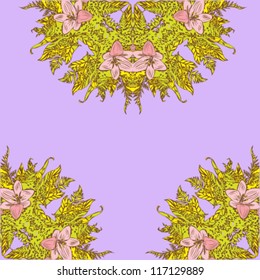 background floral pattern bouquet lily on violet vector
