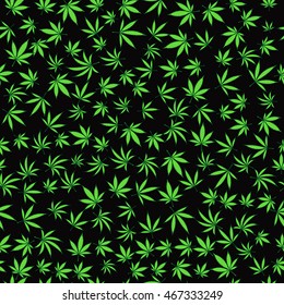 Background with floral pattern. Cannabis leaves. Vector illustration.