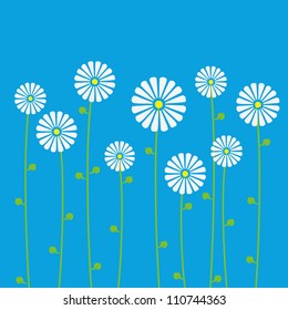 Background of floral pattern with daisies. Vector illustration.