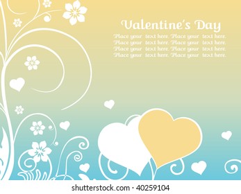 background with floral pattern and set of hearts