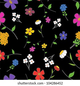 Background - floral seamless on a black with a variety of flowers