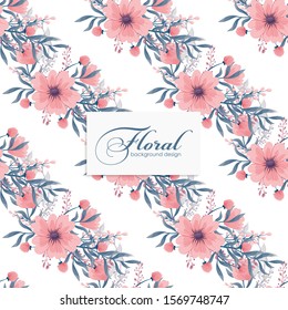 Background floral vector - pink flowers seamless pattern