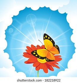 Background with flower and butterfly