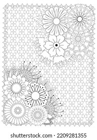 background flower coloring page for adult