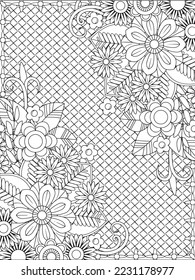 background flower coloring page for adults and kids. - Shutterstock ID 2231178977