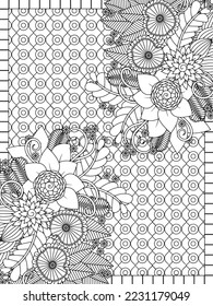 background flower coloring page for adults and kids.