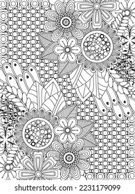 background flower coloring page for adults and kids.