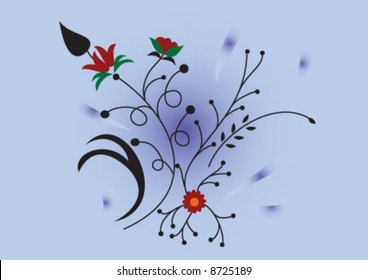 The background flower design in black