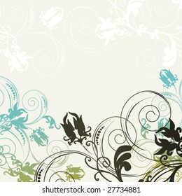 Background flower fashionable grunge with graceful curls.