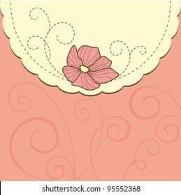 Background with flower in frame. Vintage Vector illustration