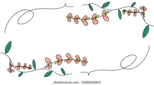 Background flower illustration with chalk style and crayon style