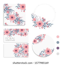 Background flower - pink flowers cards, pattern, wreath