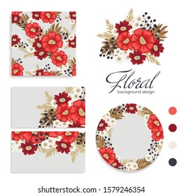 Background flower - red flowers cards, pattern, wreath