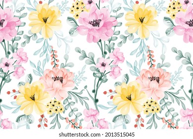 background flower seamless pattern pink yellow