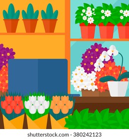 Background of flower shop.