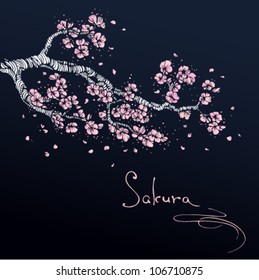 Background with flowering sakura branch