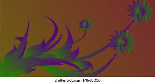 Background of flowers with abstract leaves