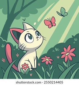 background with flowers and birds, 