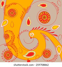 Background with flowers and birds.