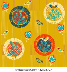 background with flowers and birds