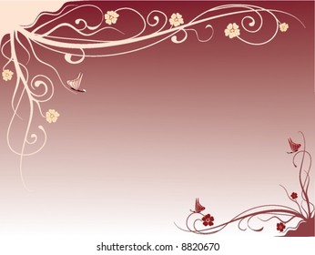 Hintergrund mit Blumen und Schmetterlingen