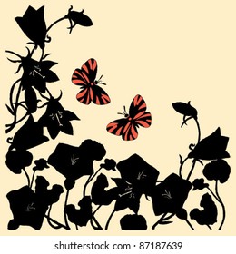 background flowers and butterflies silhouettes