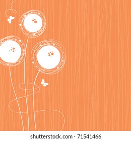background with flowers and butterflies, vector