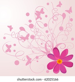 Background with flowers and with butterfly