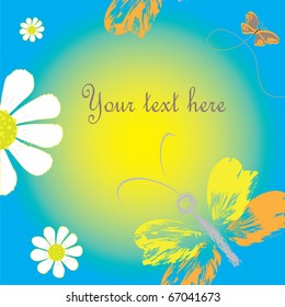 Background with flowers and butterfly