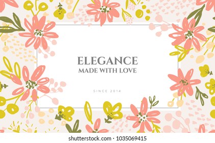 Background of flowers composition. Flowers composition. Card template for sale, congratulation, signboard, advertising. Vector illustration.