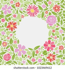 Background with flowers and copyspace. Layout of a spring poster. Vector.