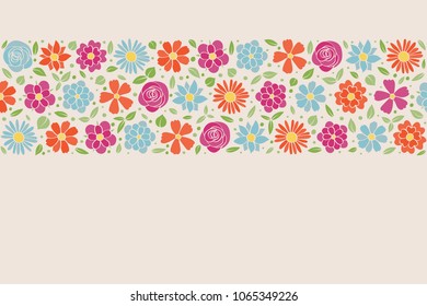 Background with flowers and copyspace. Layout of a spring poster. Vector.