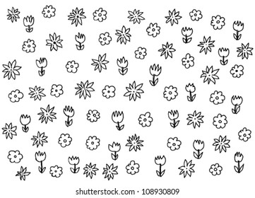 Fundo com flores desenhado à mão