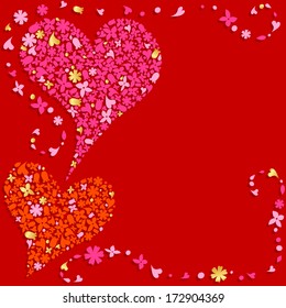 Background of flowers and heart
