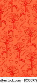 Background the flower's heart the arrow of Cupid by the graphical line