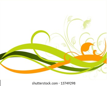 Background with flowers, Illustration, vector, wave