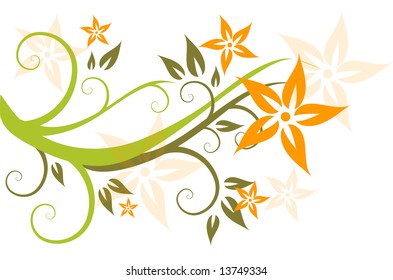 Background with flowers, Illustration, vector, wave