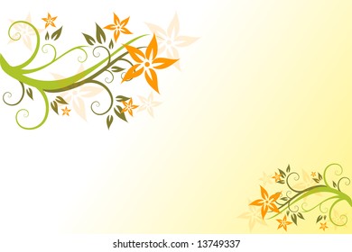 Background with flowers, Illustration, vector, wave