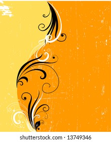 Background with flowers, Illustration, vector, wave