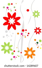 Background with flowers, Illustration, vector, wave