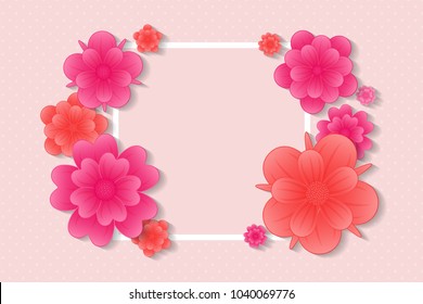 Background with flowers - layout with copyspace for Mother's Day, Women's Day. Vector.