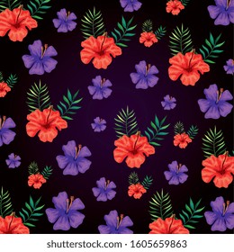 background of flowers with leafs vector illustration design