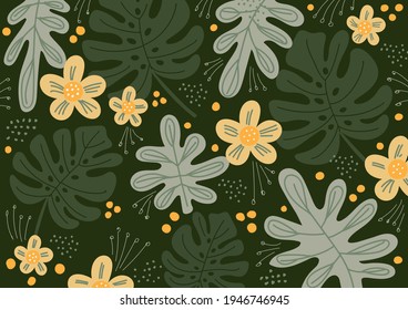 Hintergrund mit Blumen und Blättern