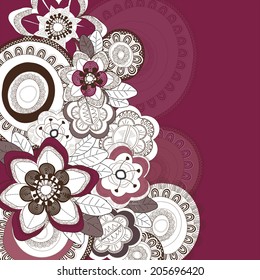 Background with flowers and leaves