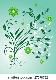The background of flowers and leaves. Vector illustration