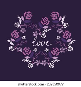 background with flowers, love, vector, Valentine's Day card